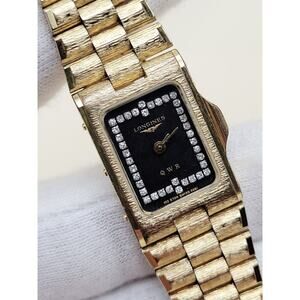 Vintage Longines QWR Diamond Tank Watch MZ 5704 Gold Bark Finish - Swiss Quartz